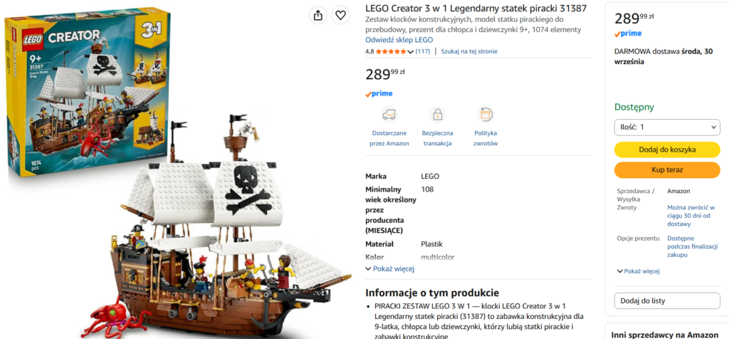 Okazja Cenowa (Creator) – 31387 Legendarny Statek Piracki