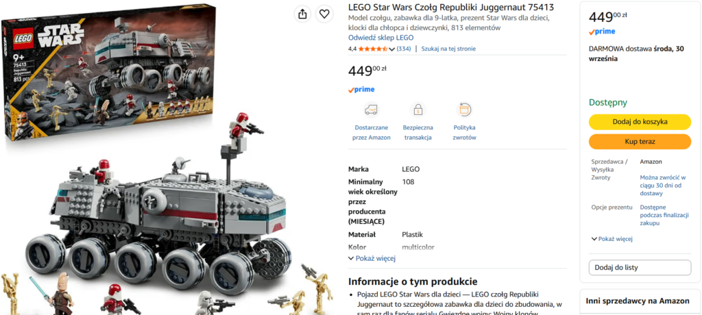 Okazja Cenowa (Star Wars) – 75413 Czołg Republiki Juggernaut