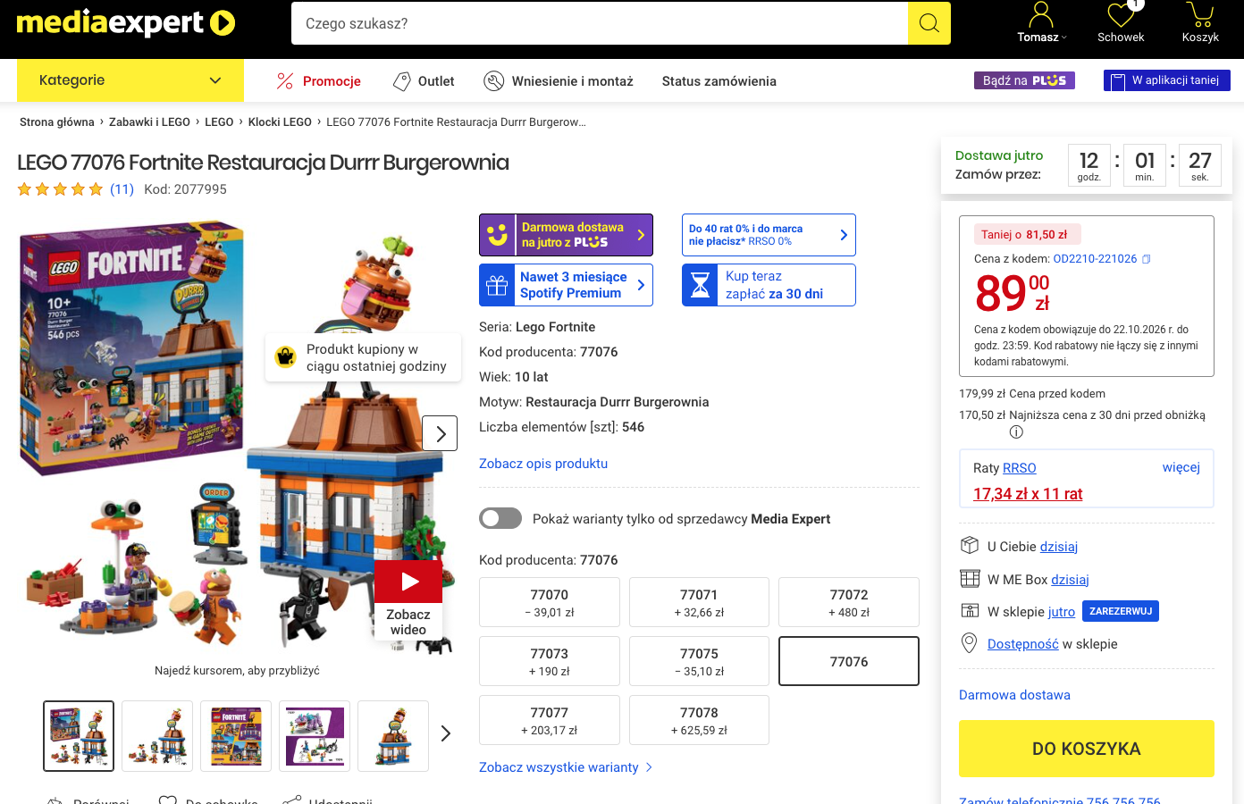 To nie błąd cenowy. LEGO® 77076 Fortnite – Restauracja Durrr Burgerownia za 89 zł!