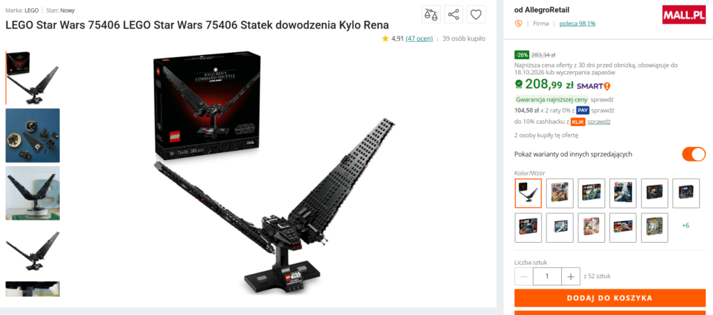 Okazja Cenowa (Star Wars) – 75406 Wahadłowiec dowodzenia Kylo Rena